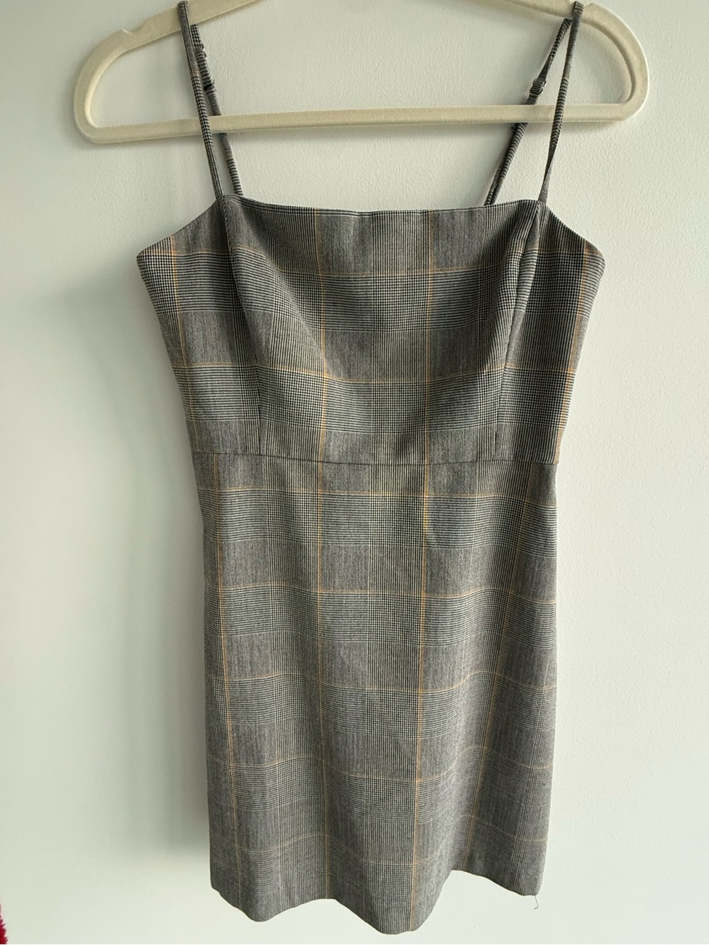 Wilfred Grey Plaid Spaghetti-Strap Mini Dress